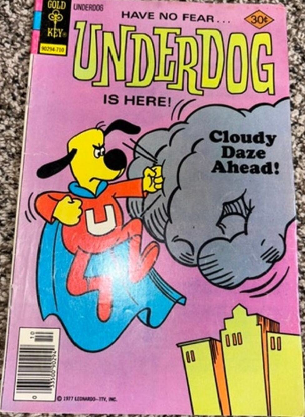 Underdog #15 (1977) Gold Key – "Cloudy Daze Ahead!" – Vintage Cartoon Comic